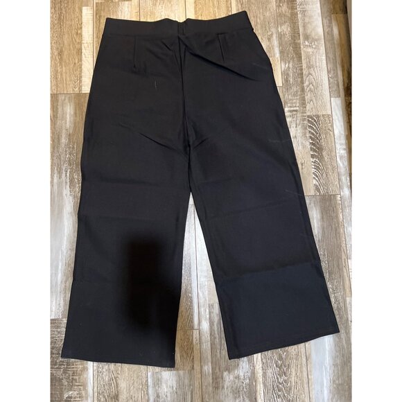 Coco + Carmen Womens Black Wide-Leg Pants L/XL High-Waist Stretch - Picture 4 of 6